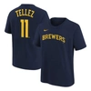 NIKE YOUTH NIKE ROWDY TELLEZ NAVY MILWAUKEE BREWERS PLAYER NAME & NUMBER T-SHIRT