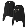 PRO STANDARD PRO STANDARD  BLACK ATLANTA HAWKS GLAM CROPPED PULLOVER SWEATSHIRT