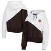 DKNY SPORT DKNY SPORT WHITE/BROWN CLEVELAND BROWNS BOBBI COLOR BLOCKED PULLOVER HOODIE