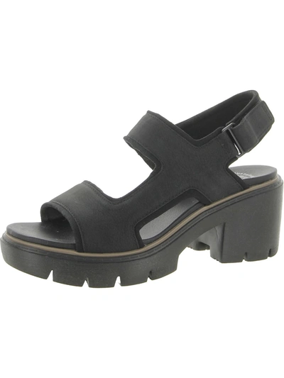 Dr. Scholl's Shoes Almost There Womens Ankle Strap Lugged Sole Platform Sandals In Black
