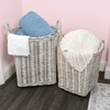 Happimess Arbour Rustic Hand-woven Rattan Nesting Baskets With Wheels And Handles, White Wash/kubu Gray (set O
