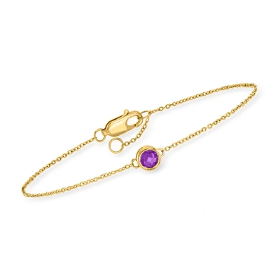 Rs Pure Ross-simons Amethyst Bracelet In 14kt Yellow Gold In White