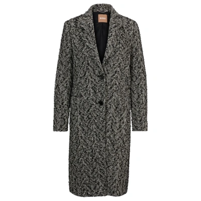 Hugo Boss Slim-fit Coat In A Structured Cotton Blend In Patterned