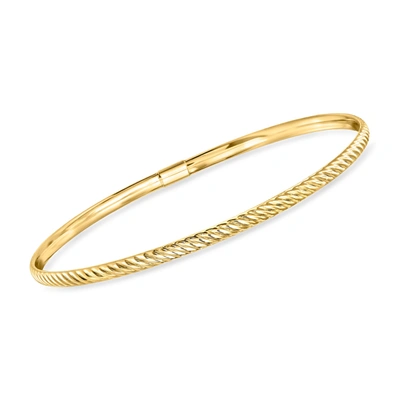 Rs Pure By Ross-simons Italian 14kt Yellow Gold Ribbed Bangle Bracelet In Multi