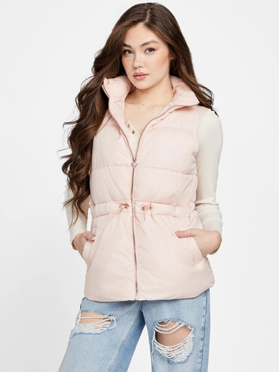 Guess Factory Kelly Puffer Vest In Pink