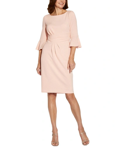 Adrianna Papell Sheath 3/4-sleeve Solid Dress In Pink