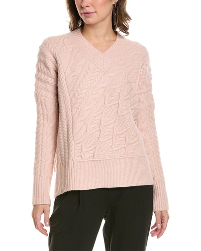 Allsaints Arvid V-neck Wool & Yak-blend Sweater In Pink