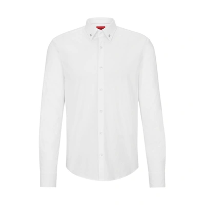 Hugo Slim-fit Shirt In Peached Stretch Cotton In White