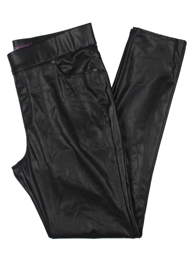 Gloria Vanderbilt Avery Womens Faux Leather Slim Ankle Pants In Black
