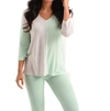 French Kyss Penelope 2 Tone Kashmira Sweater In Gray/mint In Multi