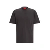 Hugo Cotton-jersey Relaxed-fit T-shirt With Logo Print In Dark Grey
