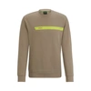 Hugo Boss Cotton-blend Sweatshirt With Graphic Logo Stripe In Green