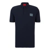 Hugo Boss Cotton-piqu Polo Shirt With Metallic-effect Logo In Blue