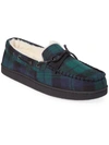 CLUB ROOM MENS FLANNEL FAUX FUR MOCCASIN SLIPPERS