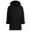 Hugo Boss Water-repellent Fishtail Parka Jacket With Logo Badge In Black