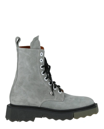 Off-white Spongesole Leather Ankle Boots In Grey