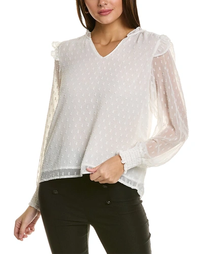 Laundry By Shelli Segal Ruffle Sleeve Top In White