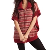 French Kyss Penelope Zip-up Poncho In Red Multi In Multi