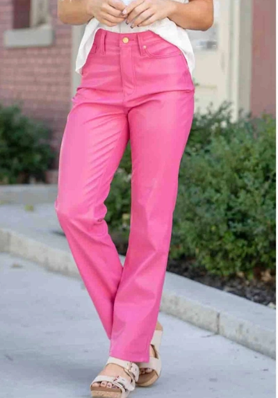 Judy Blue Faux Leather Pant In Pink