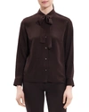THEORY WIDE TIE-NECK SILK BLOUSE