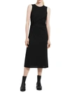 Theory 'midi Pleated Crew Neck Sleeveless Dress' In Black