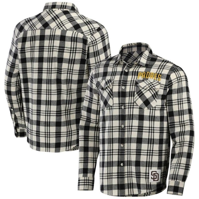 Darius Rucker Collection By Fanatics Black San Diego Padres Plaid Flannel Button-up Shirt