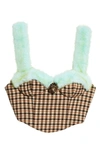 Area Embellished Faux-fur Trimmed Bustier In Caramel Multi