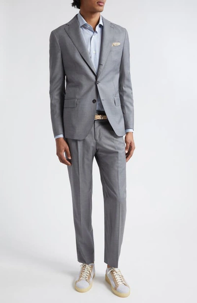 Eleventy Single-breasted Wool-blend Suit In Grey