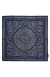 Versace Barocco Large Silk Foulard In Black+print