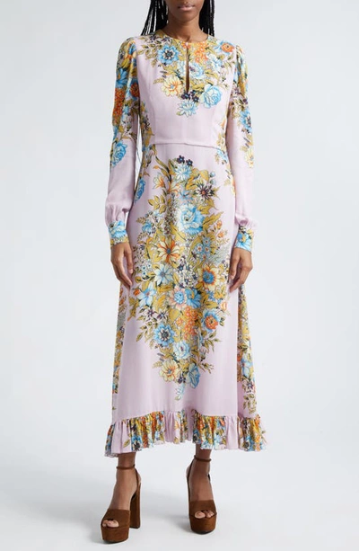 ETRO FLORAL PRINT LONG SLEEVE MIDI DRESS