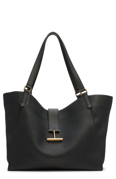 Tom Ford Tara Large Grain Leather Tote Bag In 1n001 Black