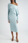 Tom Ford One-shoulder Cashmere And Silk Midi Dress In Pale Blue
