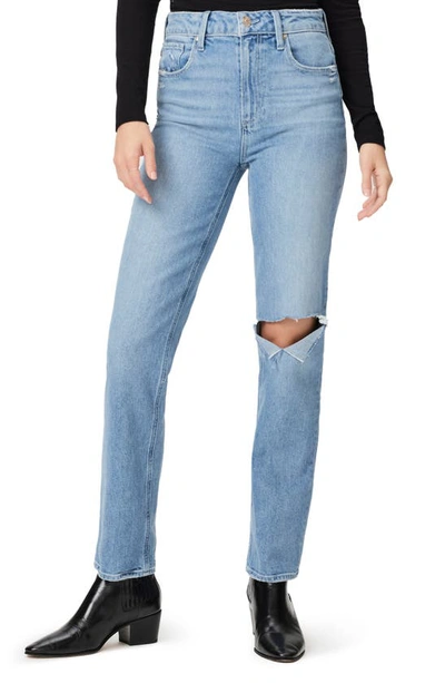 Paige Stella Reverb Destructed Straight Leg Jean In Fascinate Destructed