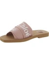 Chloé Woody Logo-print Canvas Slides In Lilac