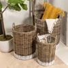 HAPPIMESS TERNION COTTAGE HAND-WOVEN RATTAN NESTING BASKETS WITH HANDLES, KUBU GRAY/WHITE (SET OF 3)