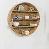 Happimess Annulus 24.5" 3-shelf Circular Handwoven Hyacinth Wall Rack, Natural