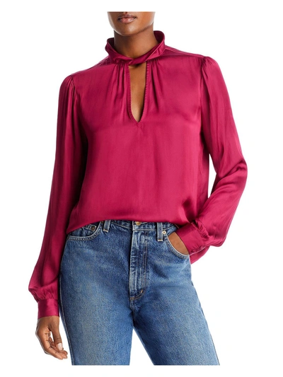 Paige Womens Twist Collar V-neck Blouse In Pink