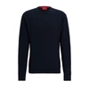Hugo Relaxed-fit Sweater In Cotton With Knitted Structure In Dark Blue