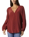 Joie Shariana Long Sleeve Silk Top In Brown In Red