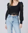 SALTWATER LUXE EMBROIDERED LONG SLEEVE BLOUSE IN BLACK