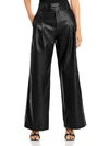 LINE & DOT MIKA WOMENS FAUX LEATHER PLEATED WIDE LEG PANTS