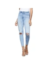 GOOD AMERICAN PLUS WOMENS LIGHT WASH DISTRESSED CROPPED JEANS