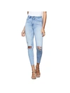 Good American Plus Womens Light Wash Distressed Cropped Jeans In Blue