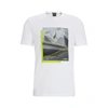 Hugo Boss Photo-print T-shirt In Stretch-cotton Jersey In White