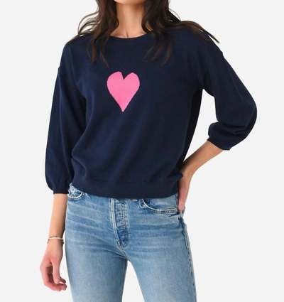 J. Society Heart Intarsia Sweater In Navy In Blue