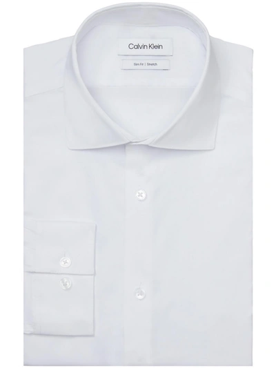Calvin Klein Men's Refined Slim Fit Stretch Dress Shirt In White