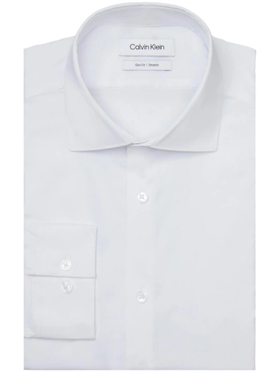 Calvin Klein Men's Refined Cotton Solid Classic Button-down Shirt In White