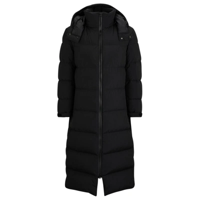 Hugo Long-length Down Puffer Coat With Water-repellent Finish In Black