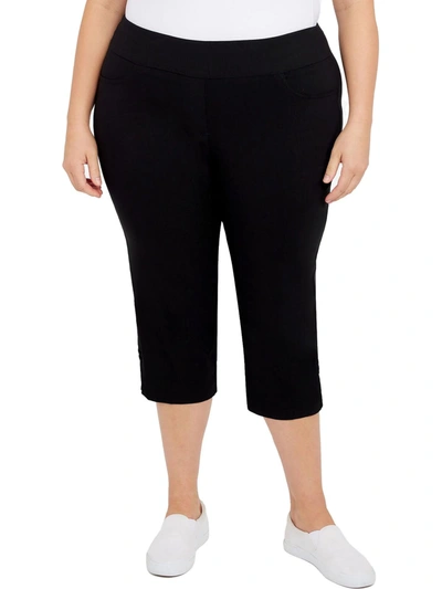 Hearts Of Palm Plus Womens Pull On Stretch Capri Pants In Black
