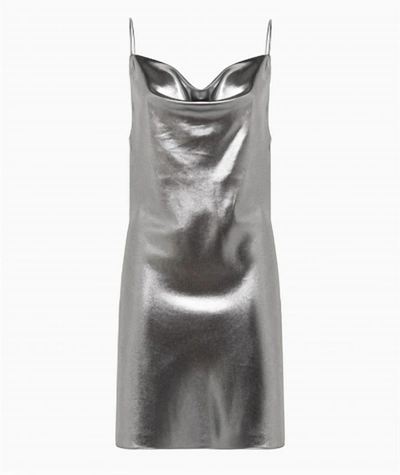 Rotate Birger Christensen Metallic Draped Mini Slip Dress